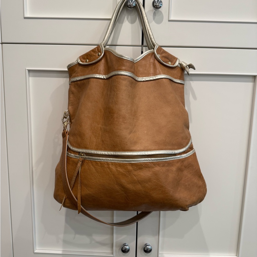 Elegant Tan Leather Tote Bag